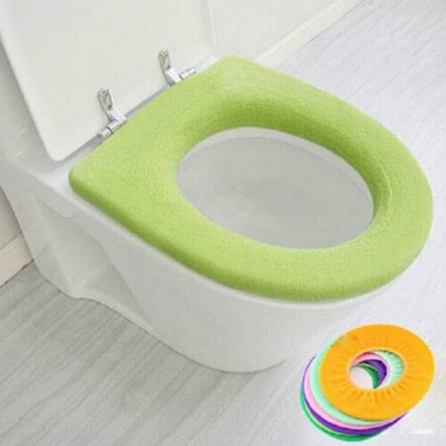 O-type Toilet Seat Cover Warm Washable Bathroom Decor Soft Cushion Closestool Protector Random Colors 1Pcs