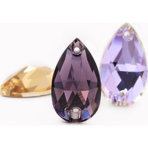 Astrobox 11x18mm Rhinestone Decoration Amethyst Stone Flatback rhinestones Crystal decoration Drop High Quality Sew On Stones