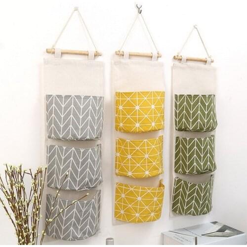 Cotton and Linen Waterproof Storage Hanging Bag Multi - Layer Hanging Pocket Cloth Door Storage Bag