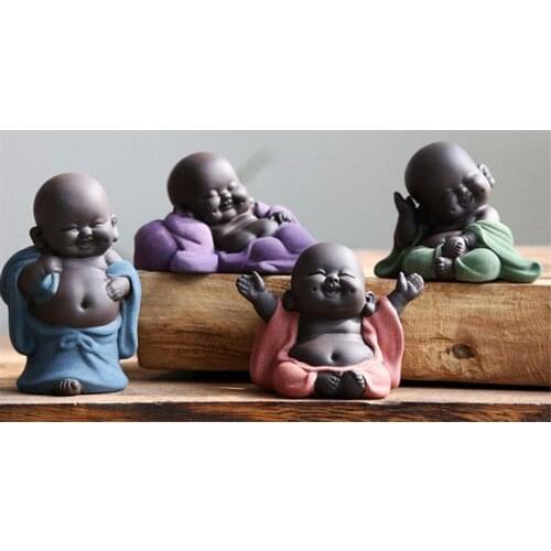 Ceramic Maitreya Buddha Statue Maitreya Buddha Tea Pet Teahouse Ornaments Ceramic Home Decor Sculpture Plants Decoration