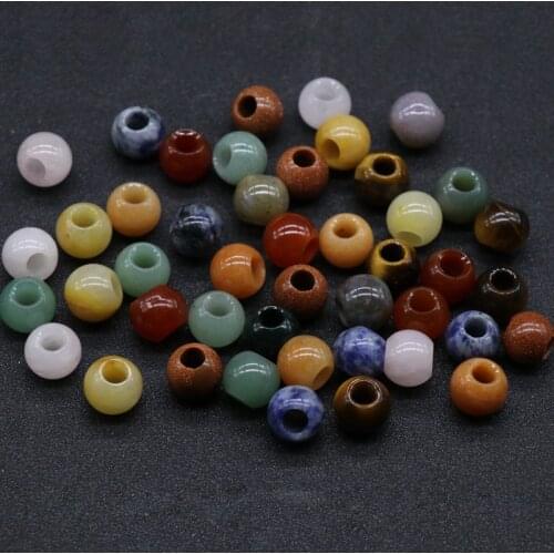 Reiki Healing DIY Accessories Jewelry 12mm Round Ball Big Hole Sapcer Beads Natural Stone Opal Onxy Agat Crystal Quartz Beads