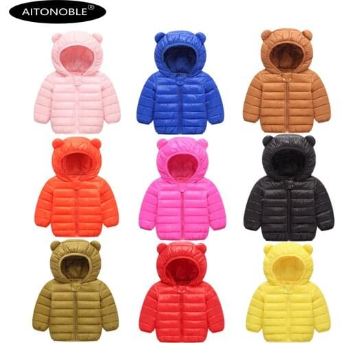 Aitonoble 2019 Winter Light Jacket Kids Winter Coat Hooded Winter Children Jacket Baby Winter Outerwear