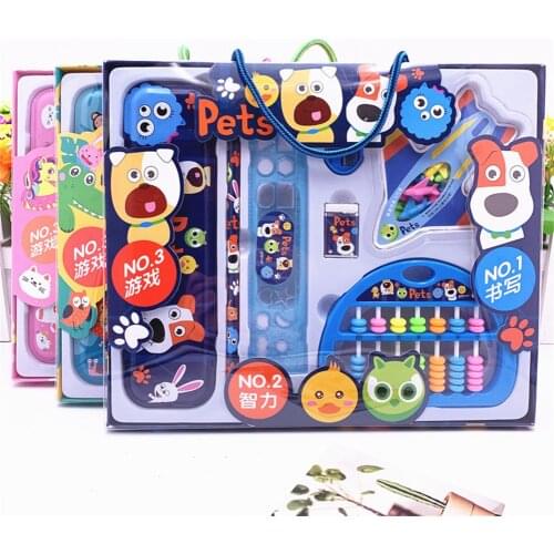 Kawaii Stationery Set 7 In 1 Kids Toys Abacus Pencil Case Notebook Pencil Sharpener Cute Stationery For School Supplies Office