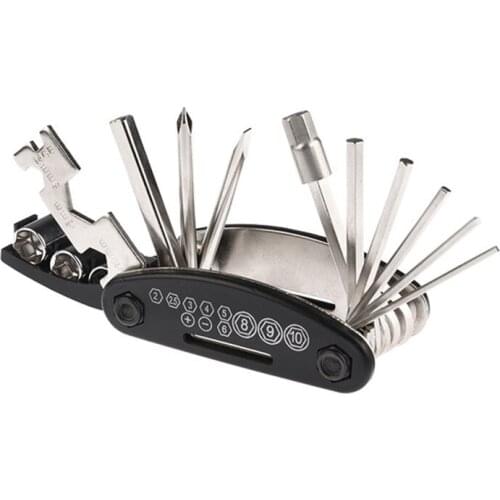 Multifunctional bicycle tool 16 in 1 screwdriver wrench set Hexagon chain cutter for MTB road bike repair assembly steel
