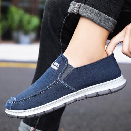 Wholesale Man Casual Flats Sneaker Loafers Breathable Blue Mens Canvas Sneakers Comfort Slip On Espadrilles Trainers