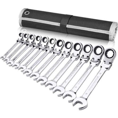 Key Wrench Socket Set Flex-Head Combination Ratcheting Wrench Set Metric Standard Chrome Vanadium Kit Car Repair Tools Set