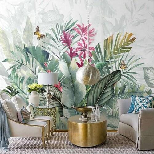 Custom 3D Mural Wallpaper Home Decor Hand Painted Tropical Plant Flower Banana Leaf Abstract Art Wall Painting Living Room Sofa