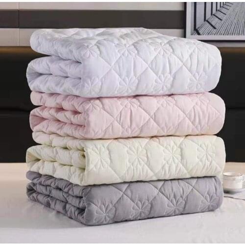 Solid Thicken Quilted Mattress Cover King Queen Size Bed Protector Pad Anti-Bacteria Mattress Topper Air-Permeable Bed Pad Cover