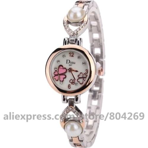Wholesale Womens Quartz Watch Alloy Bangle Flower Watch Hot Fashion Round Thin Women Watches Disu 103046