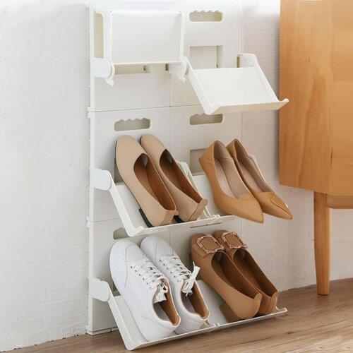 Plastic Vertical Stackable Shoes Rack Space-saving Storage Stand Shelf Organizer organizador de zapatos rangement chaussure