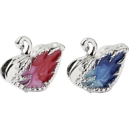 Fit Original Pan Charms Bracelet Women Cute Pink Blue Enamel Wings Swan Beads for Jewelry Making DIY Bangle Accessory Lover Gift