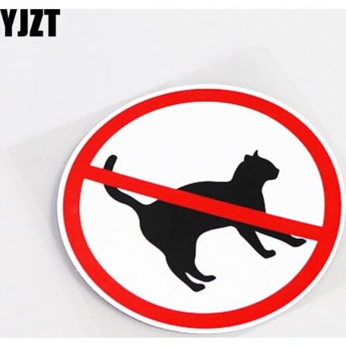 YJZT 11.1CM*11.1CM Warning Mark Animal Cat PVC Car Sticker Decal Graphical 13-0708