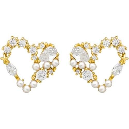 Love Pearl Stud Earrings Simple Cold Wind Net Red Temperament Female Earrings 2021 New Tide Personality elegant Trend Earrings