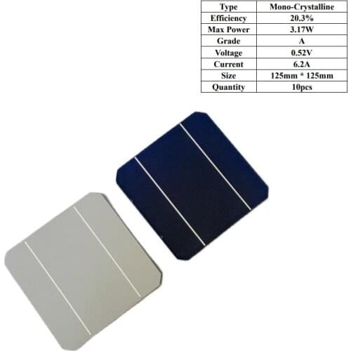 Solar Panel Solar cells Mono crystalline A Grade High Efficiency 125mm *125mm / 125mm*62.5mm Free shipping