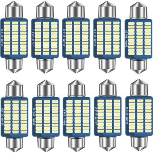 10pcs White FESTOON 30LED 36mm Car Bulb 12Chips C5W LED Boot light Auto Interior Dome Light Reading Lights 12V