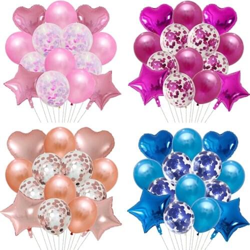 14PCS 18inch New Year party decoration Star Heart Foil Balloons Wedding Birthday Party Decor baby shower Air ball globos