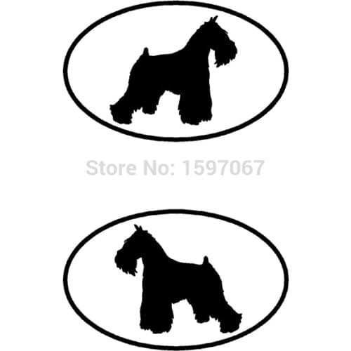 2 Miniature Schnauzer Dog Breed Oval (right & Left) Sticker For Car Window Door Vinyl Decal 8 Colors