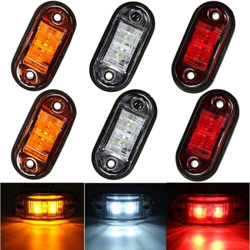 2PCS Amber Warning Light LED Diode Light Oval Clearance Trailer Truck White Red LED Side Marker Lamp 12V 24V truck accessories