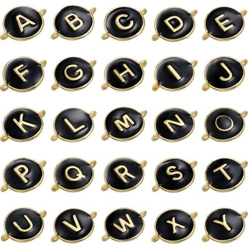 26 Letters Connector Beads Brass black enamel Spacer Bead For DIY Jewelry Findings For Necklace Handmade Accessories