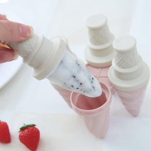 4-Cavity Plastic Ice Cream Mold Cute Home Diy Popsicle Mold For Kids Cakesicle Mold Summer Accessories Candy Bar Tools