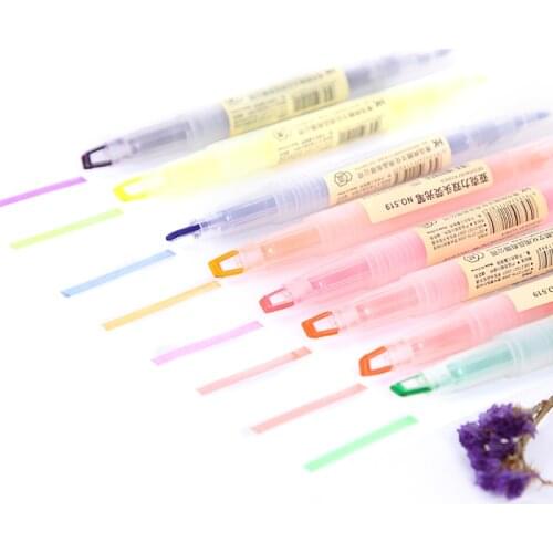 6 pcs/lot Korea Stationery creative Acrylic Double Head Highlighter Student Fresh Candy Color Graffiti Pen School Office Markers
