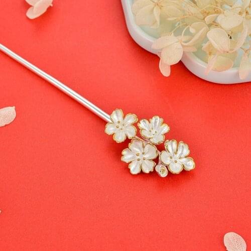 925 Sterling Silver Hair Stick Miao Hairpin Women Luxury Jewelry Plum Blossom Flower