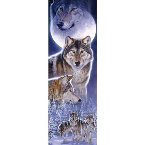 Snow Wolf Family 5d diy diamond painting Aniamls Moon Forest Full square diamond embroidery mosaic cross stitch home decor gift