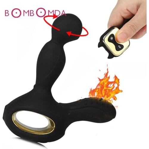 Wireless Remote Heating Prostate Stimulator Vibrator 10 Speed Roating Anal Plug G-Spot Massager Male Masturbator Adult Sex Toys