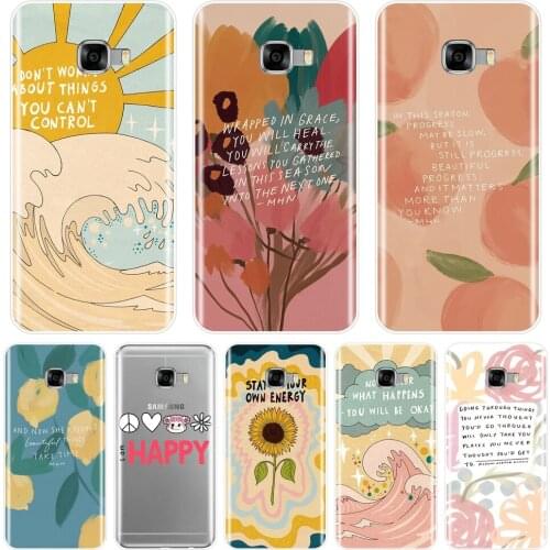 Aesthetic Flower Peach Art Back Cover For Samsung Galaxy C5 C7 C8 Soft Silicone Case For Samsung Galaxy C9 C7 C5 Pro Phone Case
