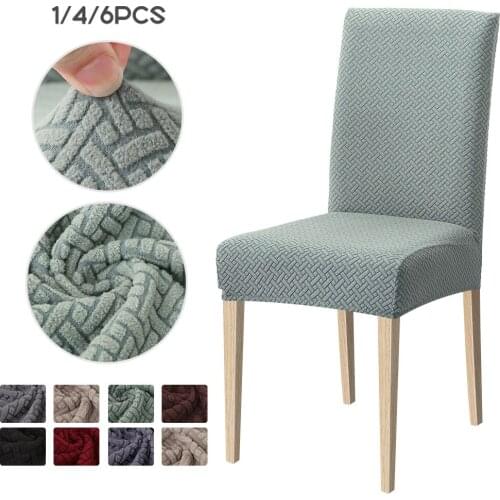 1/4/6/8 Pcs Jacquard Chair Cover Plain Dining Room Stretch Chair Covers for Kitchen Extensible Banquet Slipcover Case