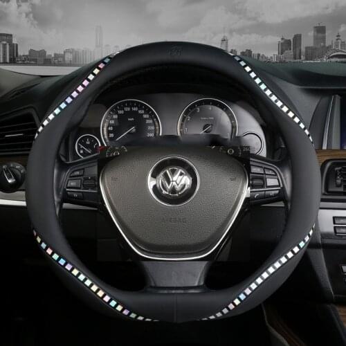 D Shape Car Steering Wheel Cover Leather for Golf K3 POLO JATTA Suzuki Swift Nissan Rogue 2017 2018 2019 2020
