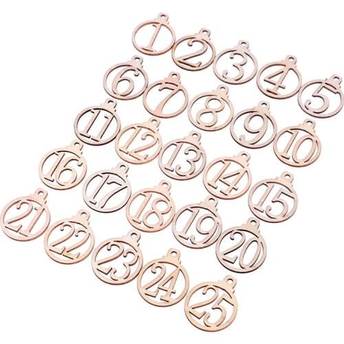 25pcs/set Christmas 1-25 Wooden Advent Calendar Gift Tags Number Gift Tags Party Countdown Tags Christmas Decoration