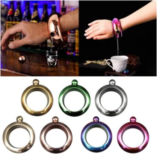 Stainless Steel Flagon Funnel Bangle Jug 3.5oz Whiskey Hip Flask Alcohol Bracelet Outdoor Camping Flagons Drinkware Supply