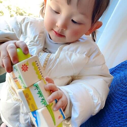 HX5D Animal Rotating Puzzles Blocks Boy&Girls Wooden Toy for Infants 0-3 Years Old Kids