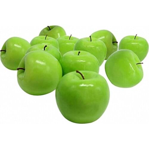 12 Pcs Artificial Green Apple Fake Fruit, House Kitchen Party Decoration Children Toys,Decoration Fake Fruit, Holiday Autumn Dec