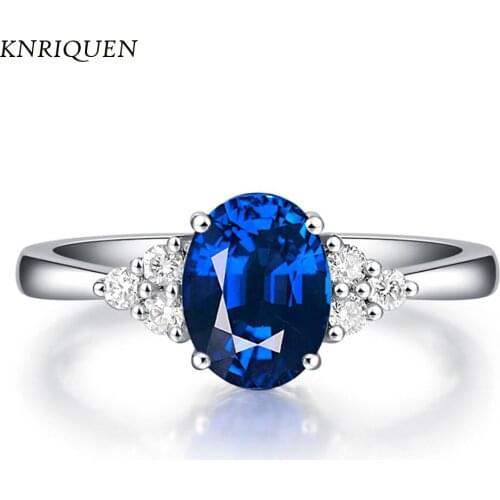 2021 Vintage Real 925 Sterling Silver 6*8mm Aquamarine Sapphire Diamond Rings for Women Girls Anniversary Jewelry Birthday Gift