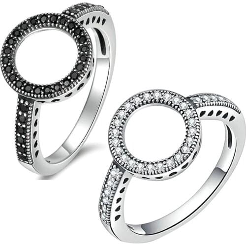 New Fashion Woman Ring Wedding Engagement Jewelry Gifts Simple Alloy Hollow Round Zircon Ring For Lady Accessories