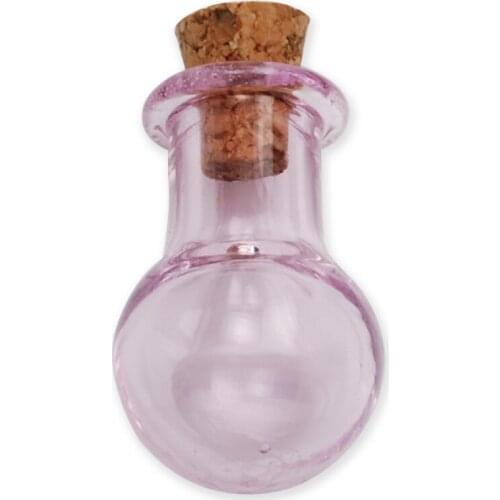 Little Glass Bottles Message Vials With Corks, Pink Wishing Glass Bulb Bottle With Stopper, 10pcs/lot