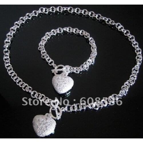 Fashion jewelry, Hot S925 sterling Silver color Jewelry SetsNecklace & bracelet, jewelry,HOT SALE S136