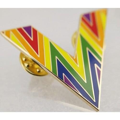 Soft Enamel LGBT Rainbow Gay Pride V letter Lapel Pins