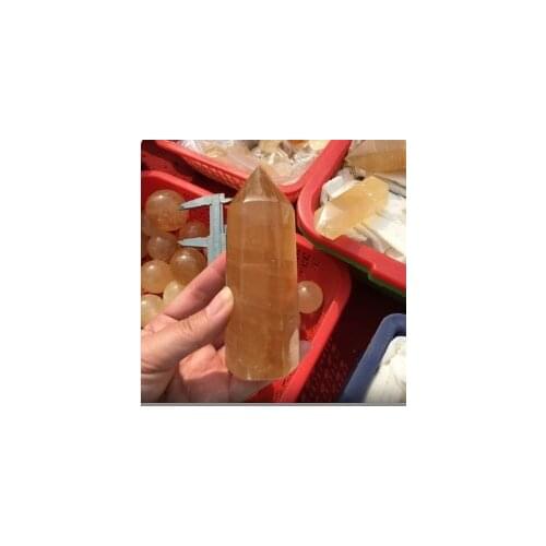 Natural oranger Calcite wand Healing iceland spar Crystal Point Reiki Chakra Stone tower
