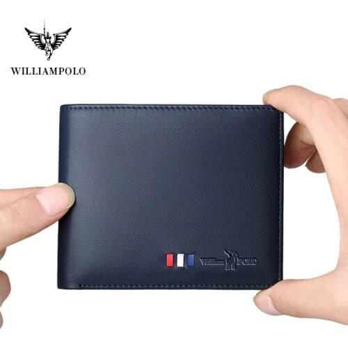 Williampolo leather wallet mens multi-functional credit card bag simple top layer cowhide middle-aged and young peoples wallet