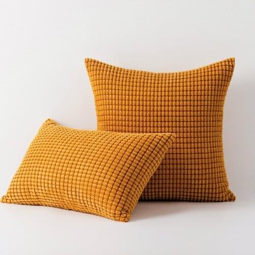 Solid Color Cushion Cover Plaid Striped Corduroy Throw Pillow Case for Sofa Home Decorative Pillowcase Car Seat Cushion Cover