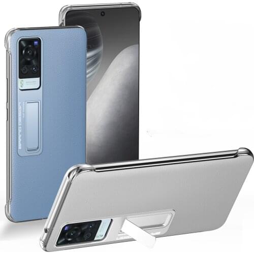 Official High Quality PU Stand Case for VIVo X60Pro X60 Pro Metal Kickstand Phone Protection Back Cover with Holder