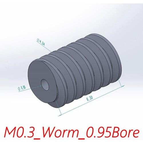 Hole 1.0mm 0.95mm 0.3M Plastic worm Gear 6.3mm*4.24mm White worm gears