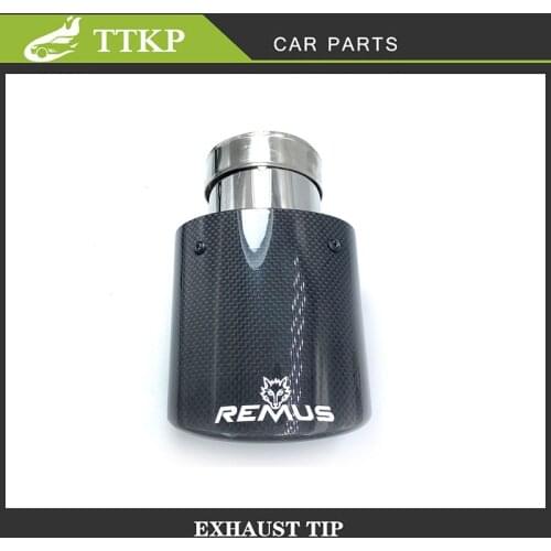 Oval Style Remus Tips Muffler Glossy Carbon Fiber+Black Stainless steel For Car Exhaust Mulffer Pipes