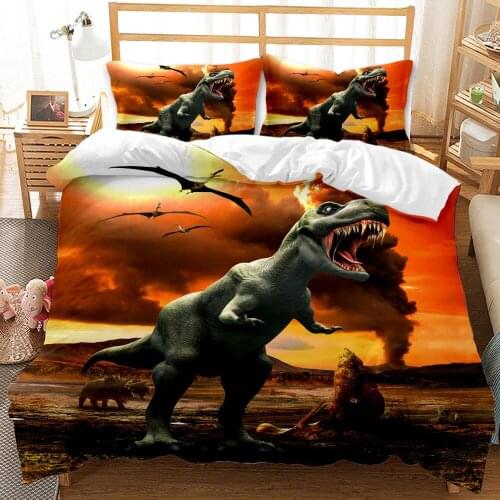 Cartoon Dinosaur Duvet Cover Pillowcases Luxury Comforter Bedding Sets Bed Cover For Boys Kids Bedclothes Decor Bed Cover