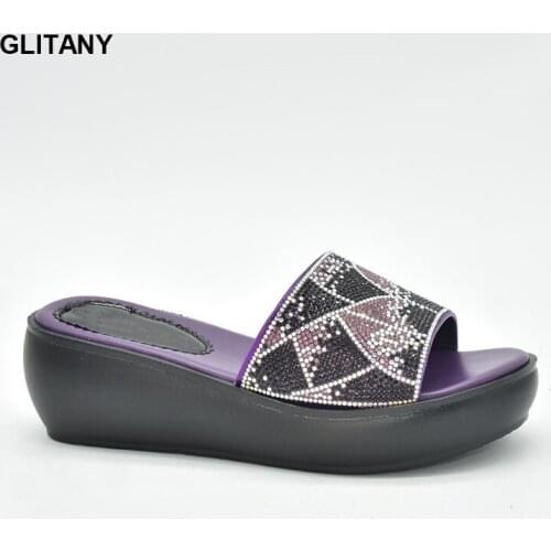 Crystal Sequins Platform Wedge Thick Sole Sandals High Heels Ladies Shoes and Sandals Womens Platform Heels with Rhinestone