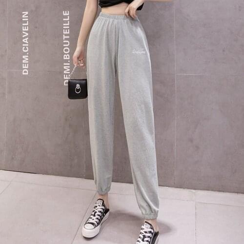 Spring Summer Loose Pants Women 2021 Slim Plus Size Pants Women Elastic Waist Ankle-length Pants Femme