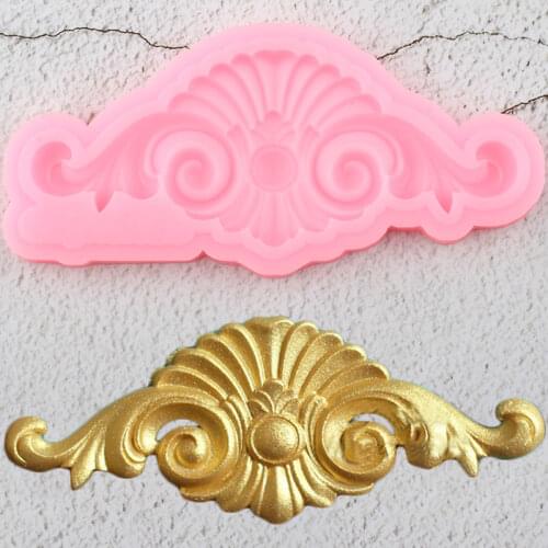 Baroque Scroll Relief Border Silicone Mold 3D Frame Cupcake Topper Fondant Cake Decorating Tools Candy Chocolate Gumpaste Moulds
